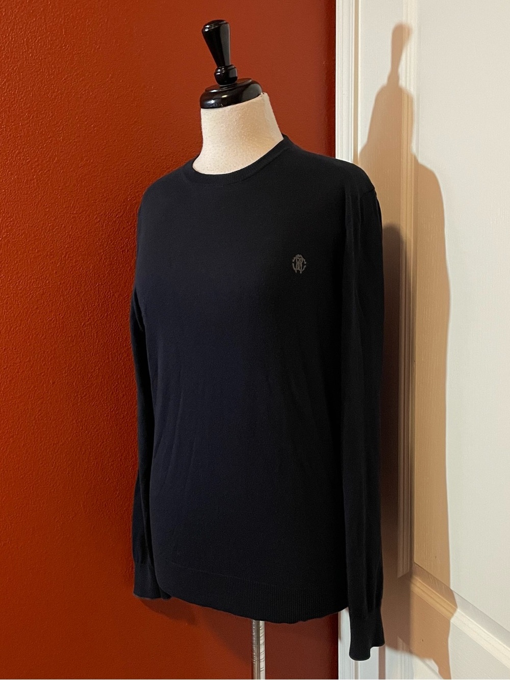 Roberto Cavalli Men’s Classic Lightweight Breathable Merino Wool Thin Sweater